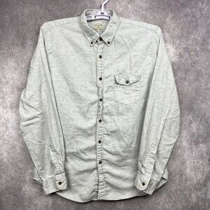 J. Crew Button Down WorkShirt Mens Large Gray Chambray Pocket Long Sleeve Casual